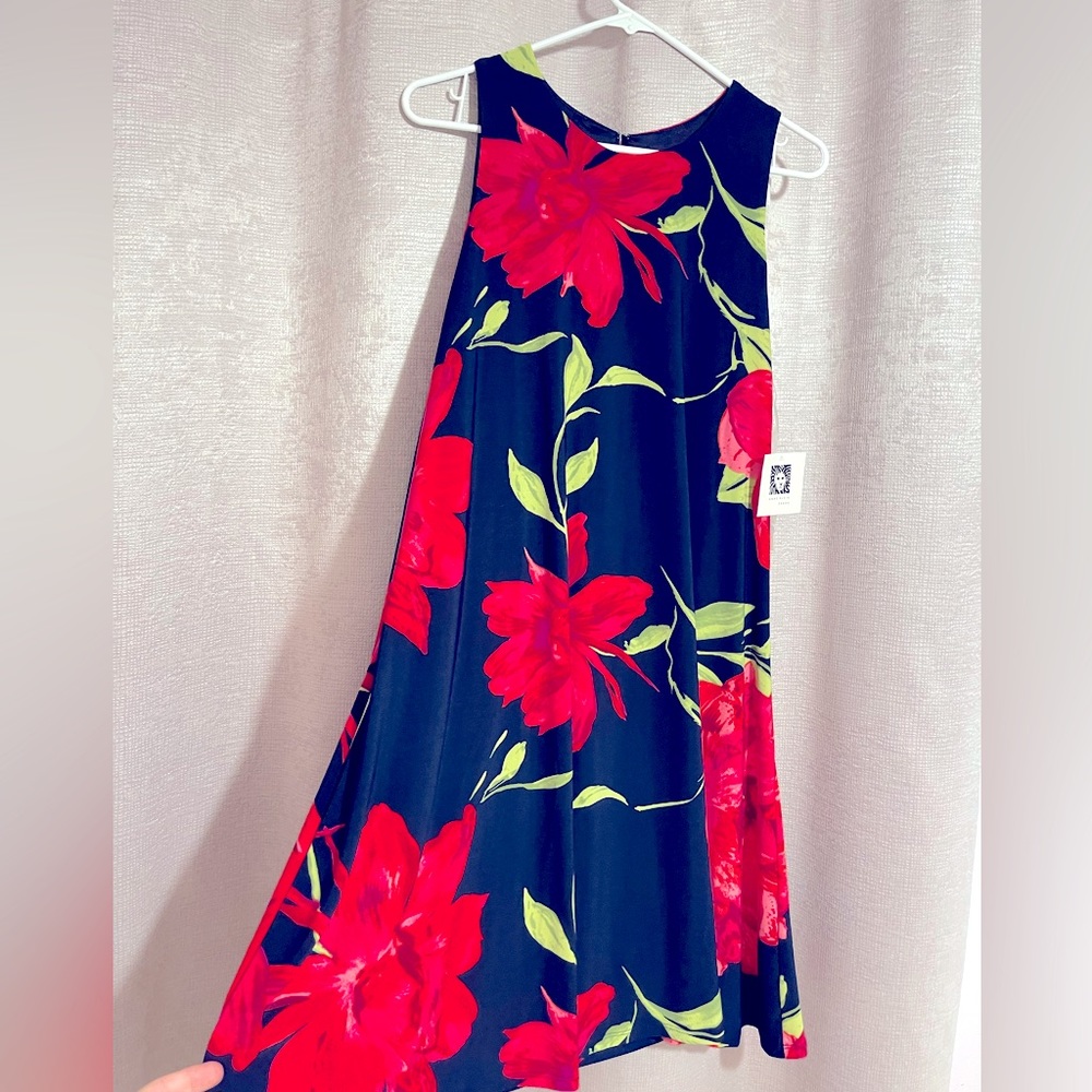 NWT Anne Klein floral pink A line dress zipper size 10